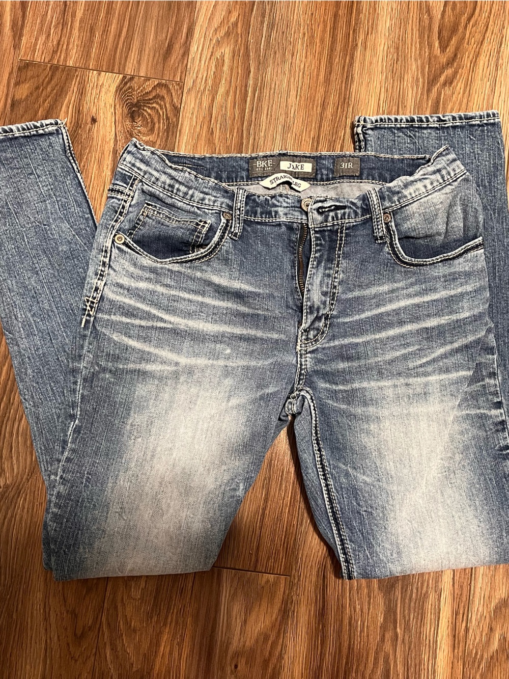 BKE Men's Faded Blue Bootcut Jeans